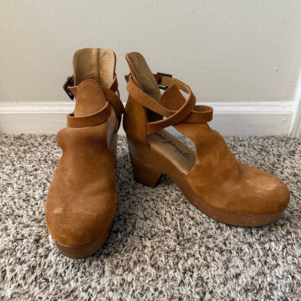 Free People Suede Tan Women's Ankle Clogs